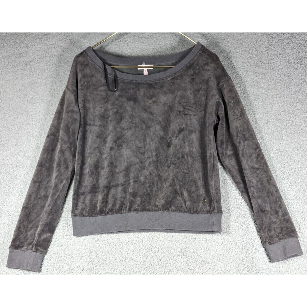 Juicy Couture Sweater Womens Size Small Grey Terry Cloth Long Sleeve Sweater